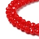 Trefoli di perline in vetro rondelle sfaccettate di colore rosso solido opaco a 1 filo X-EGLA-F049A-02-3