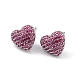 Серьги-гвоздики из латуни с кубическим цирконием в форме сердца для женщин и мужчин EJEW-K245-01P-2