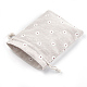 ポリコットン（ポリエステルコットン）パッキングポーチ巾着袋  印刷された花で  ホワイト  17.6~18.4x12.4~13.5cm ABAG-S004-04B-13x18-3