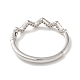 925 anello regolabile da donna in argento sterling con micro pavé di zirconi trasparenti placcati al rodio RJEW-G302-02P-3