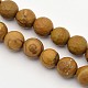 Facettes rondes naturelles pétrifiés perles de bois brins G-E302-080-8mm-1