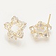 Brass Cubic Zirconia Stud Earring Findings X-KK-T029-14G-2