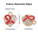 CHGCRAFT 20Pcs 2Colors Heart Shape with Silk Ribbon Alloy Rhinestone Charms with Enamel for Bracelets Necklace Making FIND-CA0007-26-2