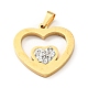 Double Heart Stud Earrings with 316 Stainless Steel Pins and Crystal Rhinestone Pendant SJEW-F218-02G-4