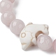 Bracelets extensibles en perles de quartz rose naturel et de dauphin turquoise synthétique BJEW-JB09830-02-3