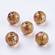 Flower Picture Printed Glass Beads GLAA-E399-12mm-E08-2