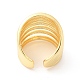 Brass Multi-Lines Open Cuff Ring RJEW-L106-015G-2