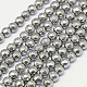Electroplate Natural Pyrite Round Beads Strands G-L041-4mm-04-1