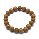 Bracelets stretch de perles de pierre de dentelle de bois naturel X-BJEW-K212-B-041-2