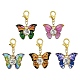 Butterfly Alloy Enamel & Glass Rhinestone Pendant Decorations HJEW-JM01372-1