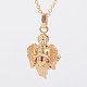 Golden Plated Brass Pendant Necklaces NJEW-J040-G-2