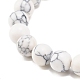 Bracelet extensible perlé rond en pierre de lune synthétique et howlite BJEW-JB07878-6