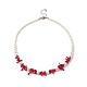 Ожерелья из бисера из окрашенной синтетической красной коралловой крошки и натурального жемчуга с градуировкой для женщин NJEW-TA00065-1