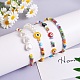 4 Stück 4 Stil Shell Pearl & Glass Seed Beads Stretch-Armbänder mit bösem Blick für Frauen BJEW-SW00056-4