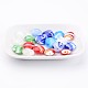 Mixed Color Handmade Lampwork Flat Round Beads X-DT283J-1
