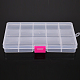 15 Grids Transparent Plastic Removable Bead Containers CON-PW0001-011H-02-1