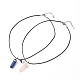 Quartz rose naturel et lapis lazuli colliers pendentifs pointus à double terminaison pour couples meilleurs amis NJEW-JN03675-2