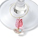 Charms para copa de vino con flor de tulipán de vidrio transparente AJEW-TA00018-3