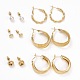 Boucles d'oreilles anneau & coeur & noeud & ronde perle d'imitation EJEW-D277-10G-1