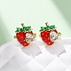 Серьги-каффы из клубничной латуни с микропаве из прозрачных кубических цирконий EJEW-U062-06B-G-2