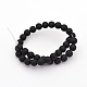 Dyed Natural Black Agate Frosted Round Beads Strands X-G-P088-14-8mm-2