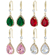 ANATTASOUL 4 Pairs 4 Colors Glass Teardrop Dangle Earrings EJEW-AN0003-95-1