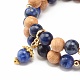 Set aus elastischen Armbändern mit runden Perlen aus natürlichem Sodalith und Holz BJEW-JB07165-04-4