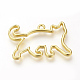 合金子猫オープンバックベゼルペンダント  UVレジンDIY用  エポキシ樹脂  プレスジュエリー  猫  ゴールドカラー  24x36x3mm  穴：2mm PALLOY-R098-17G-2