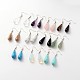Teardrop Platinum Tone Brass Natural & Synthetic Mixed Stone Dangle Earrings EJEW-M058-M-1