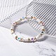 Bracelet extensible perles heishi motif coeur pour femme BJEW-JB07216-2