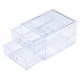 二層ポリスチレンプラスチックビーズ貯蔵容器  2つのコンパートメントオーガナイザーボックス付き  長方形の引き出し  透明  19.4x15.2x11.5cm CON-N011-043-7