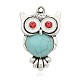 Halloween Owl Alloy Dyed Synthetic Turquoise Pendants PALLOY-J444E-02AS-1