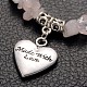 Natural Rose Quartz & Alloy Heart Charm Bracelets For Valentine's Day BJEW-JB01883-01-2