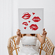 Lip Paint Stencils 11.8×11.8inch Large Kiss Lips Love Lips Lipstick Mouth Stencil with Paint Brush Reusable Woman Lip Print Templates for Wood Wall Furniture Canvas Decor DIY-MA0003-43B-5