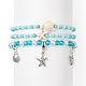 Ocean Theme Synthetic Turquoise & Natural Howlite Anklets Set AJEW-AN00505-3
