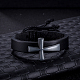 Adjustable Retro Cross Zinc Alloy and Leather Cord Bracelets BJEW-BB16038-2
