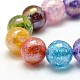 Electroplate AB Color Plated Synthetic Crackle Quartz Round Beads Strands G-L155-14mm-08-2