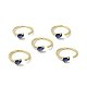 Открытое кольцо-манжета каплевидного цвета с голубым цирконием RJEW-H120-05G-4