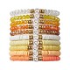 10 pièces disque en argile polymère et ensemble de bracelets extensibles en perles de verre et de laiton BJEW-JB09676-03-1