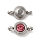 304 Stainless Steel Single Rhinestone Connector Charms STAS-E194-13P-M-3