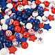 220pcs perles de bois naturel peintes à la bombe sur le thème de la fête de l'indépendance WOOD-TA0001-73-2