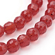 Verre transparent rouge facettes chapelets de perles rondes X-GLAA-R095-6mm-22-3