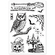 GLOBLELAND Halloween Clear Stamps Owl Pumpkin Skull Candle Bat Silicone Clear Stamp Seals for Cards Making DIY Scrapbooking Photo Journal Album Decoration DIY-WH0167-56-915-8