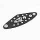 クールなメンズパンクリング  ハロウィン  合金の頭蓋骨と散りばめレザーリングベース  プラチナ  ブラック  100x35mm RJEW-O008-03-2