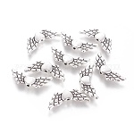 Тибетском стиле сплава angeltee бусы, крылатый сердце, без свинца и без кадмия, античное серебро, 22x9x3 мм, hhole: 1 мм