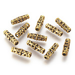 Perles en métal tibétain, sans cadmium et sans plomb, colonne, de couleur or antique , 18x7mm, Trou: 3mm
