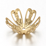 6-Blatt-Ionenplattierung (IP) 304 Edelstahl-Blumenperlenkappen, ausgefallene Perlenkappen, golden, 17x6 mm, Bohrung: 1.5 mm