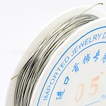 Round Copper Jewelry Wire, Nickel Free, Silver Color Plated, 24 Gauge, 0.5mm, about 31.16 Feet(9.5m)/roll