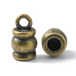 Tibetan Style Terminators, Barrel, Lead Free & Nickel Free & Cadmium Free, Antique Bronze, 11x6.5mm, Hole: 2mm, Inner Diameter: 3mm.