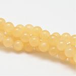 Natürliche gelbe Jade Perlenstränge, Runde, 8 mm, Bohrung: 1 mm, ca. 24 Stk. / Strang, 7.75 Zoll
